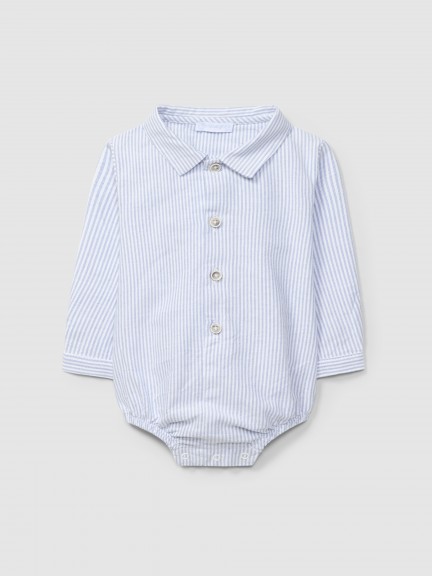 Body-camisa en tejido oxford 100% algodn con cuello en V