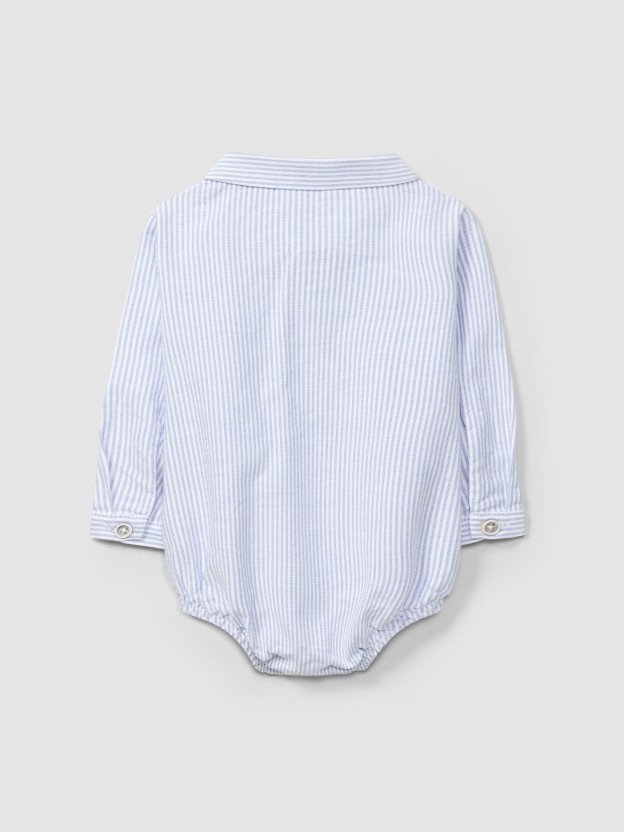 Body-chemise tissu oxford à col en V. Body-chemise tissu oxford à col en V.