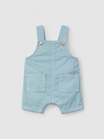 Twill dungaree shorts with pockets