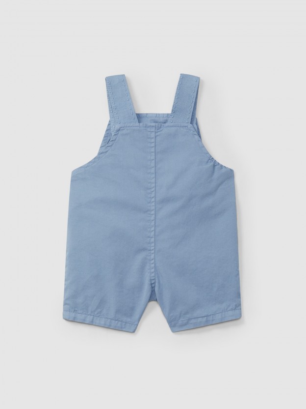 Twill dungaree shorts with pockets
