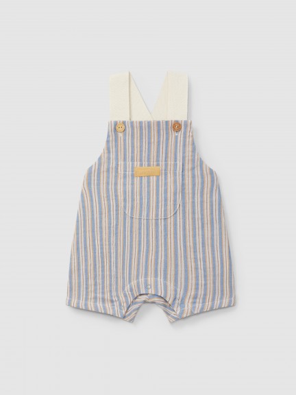 Dungaree shorts multi-coloured stripes