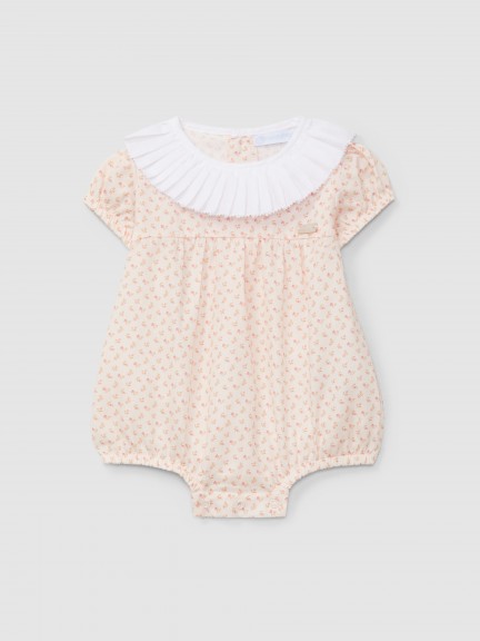 Shortie delicate flowers and pleated collar