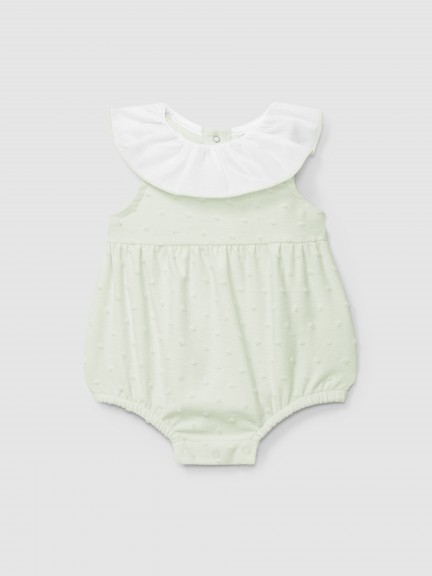Shortie ruffled collar embossed polka dots