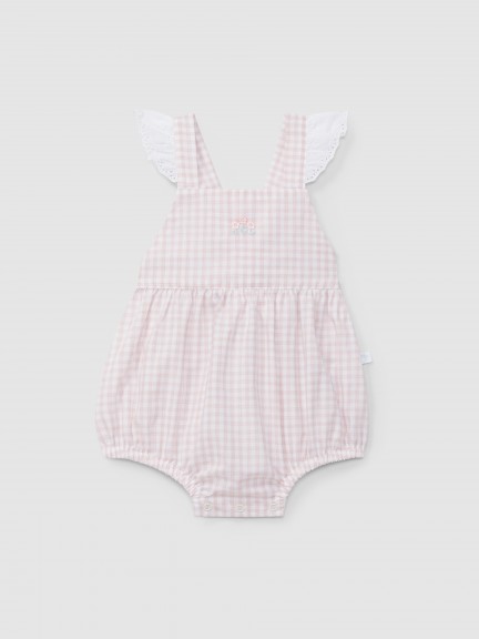 Vichy plaid shortie and embroidered flowers detail