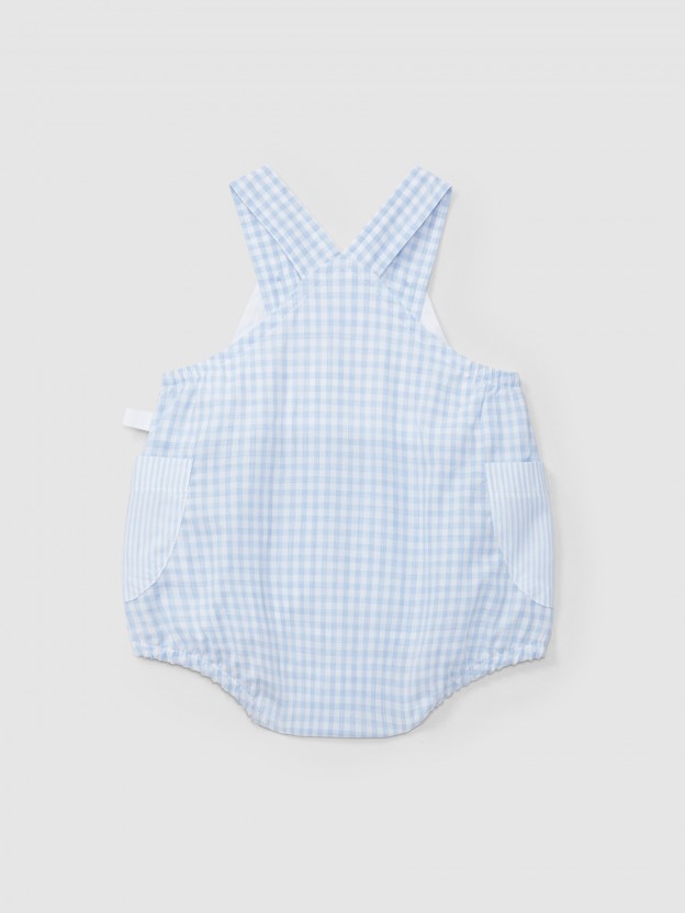 Shortie vichy plaid and stripes with embroidered detail
