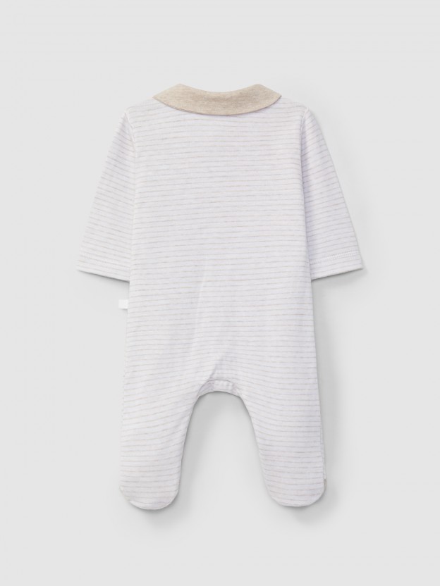 Babygrow malha dupla de riscas