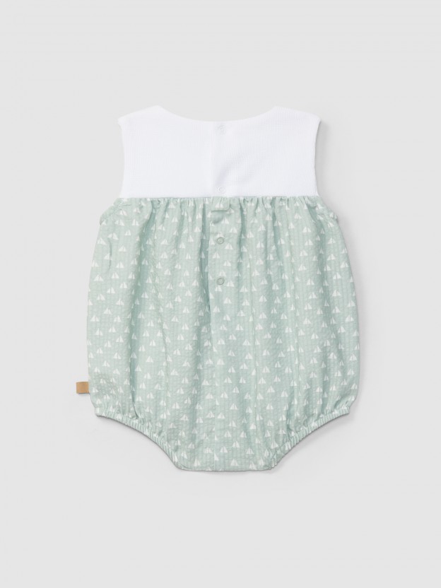 Fofo seersucker estampado e malha waffle Fofo seersucker estampado e malha waffle