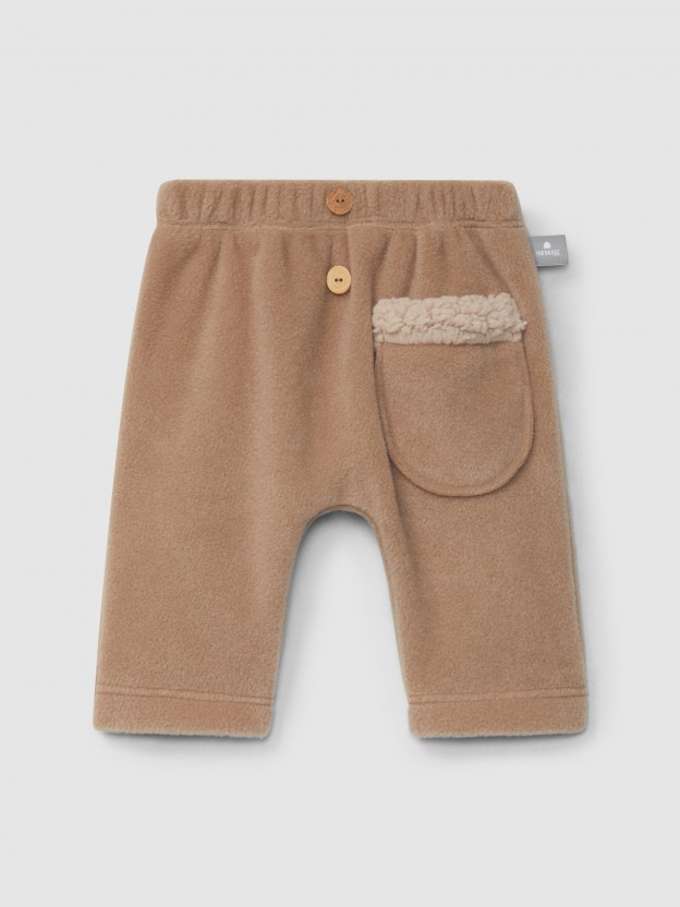 Fleece pull-up pants with pocket Fleece pull-up pants with pocket
