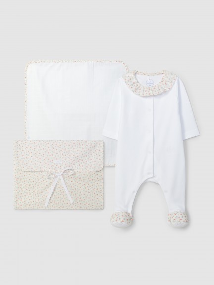 Three-piece set flowers first outfit