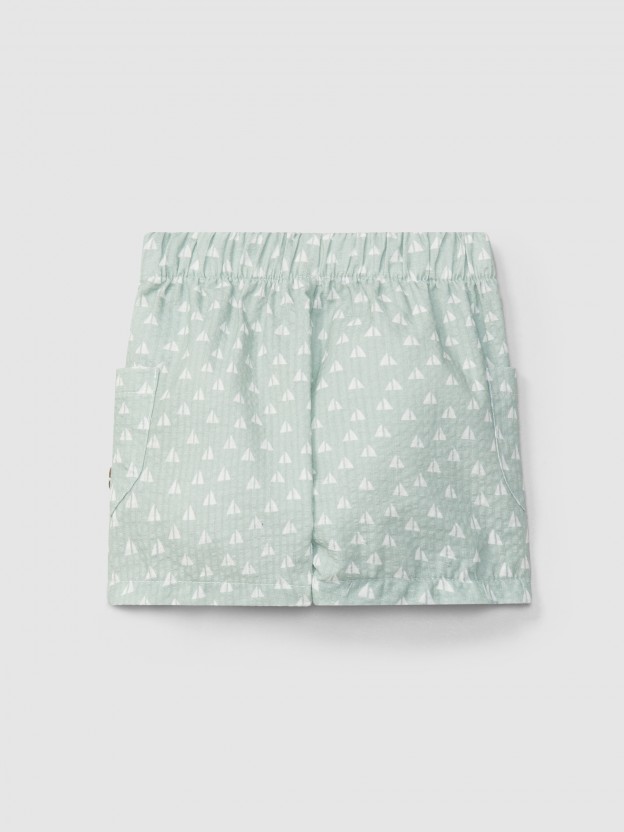 Pull-up shorts seersucker printed Pull-up shorts seersucker printed