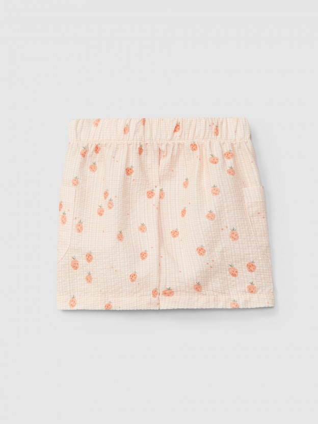 Pull-up shorts seersucker printed