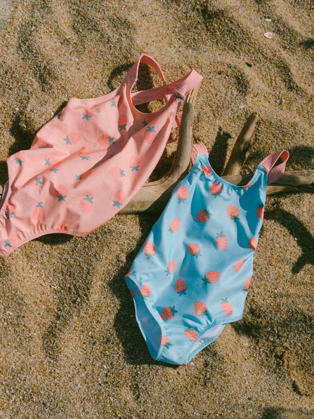Swimsuit strawberries and vichy plaid Swimsuit strawberries and vichy plaid