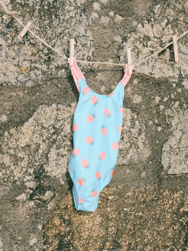 Swimsuit strawberries and vichy plaid Swimsuit strawberries and vichy plaid