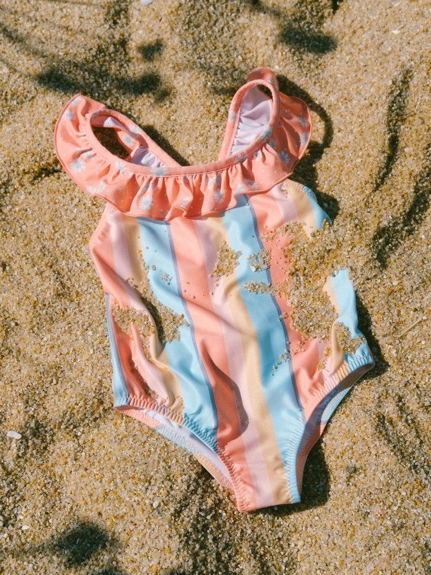 Swimsuit multi-coloured stripes and flowers Swimsuit multi-coloured stripes and flowers