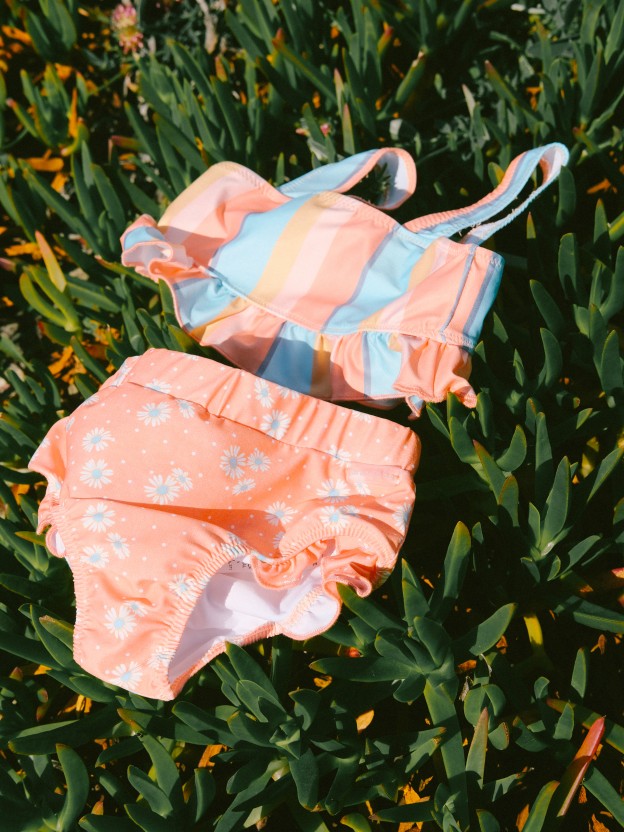 Bikini multi-coloured stripes and flowers Bikini multi-coloured stripes and flowers