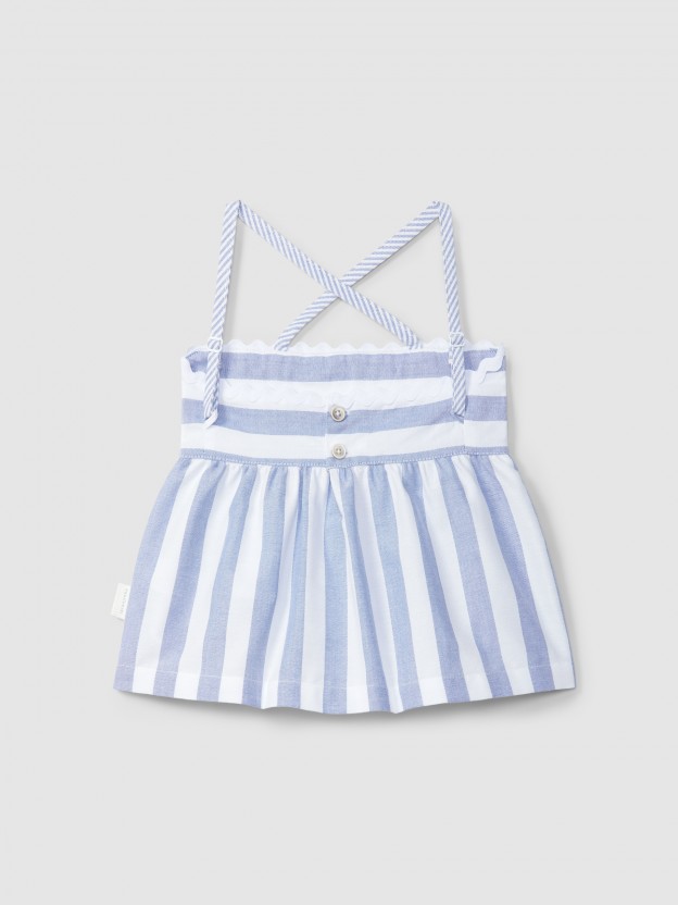 Top in striped Oxford fabric