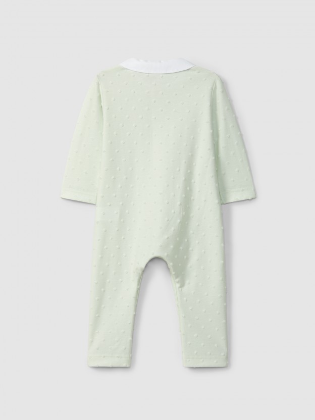 Babygrow round collar with embossed polka dots Babygrow round collar with embossed polka dots