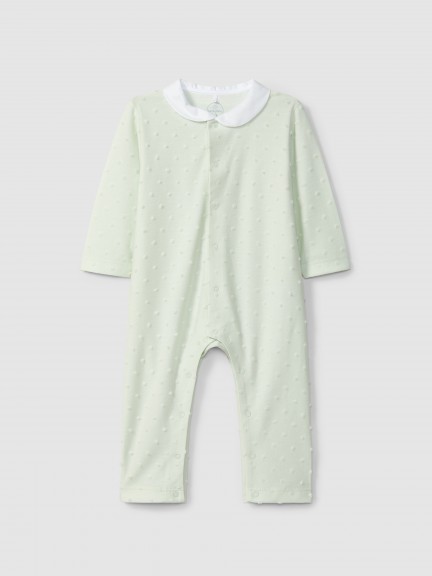 Babygrow round collar with embossed polka dots
