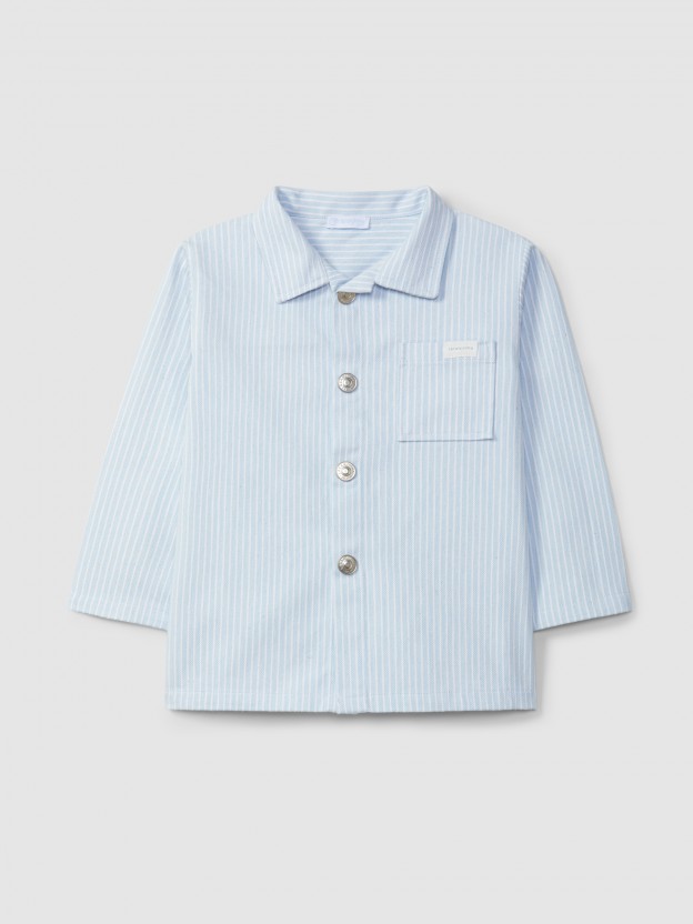 Striped denim fabric shirt