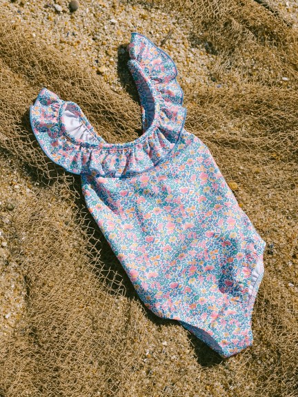 Maillot de bain fleurs Liberty bretelles croises dans le dos