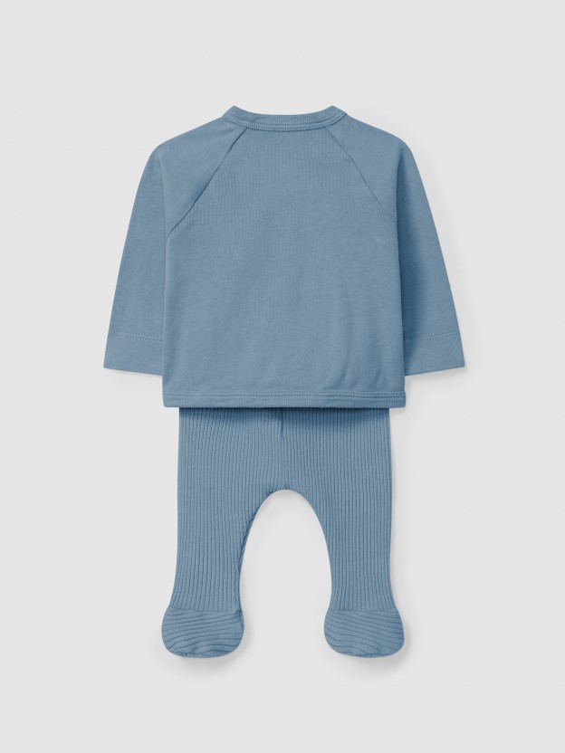 Conjunto de duas peas malha canelada