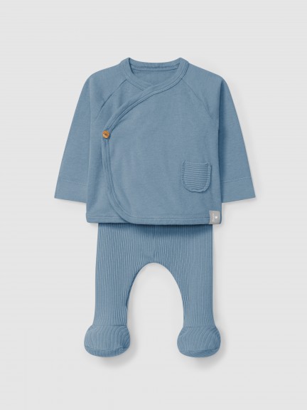 Conjunto de duas peas malha canelada