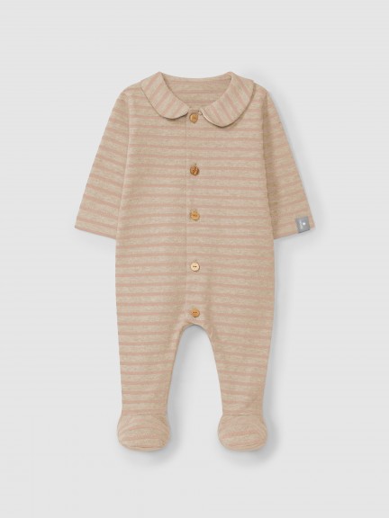 Striped soft brushed jersey romper