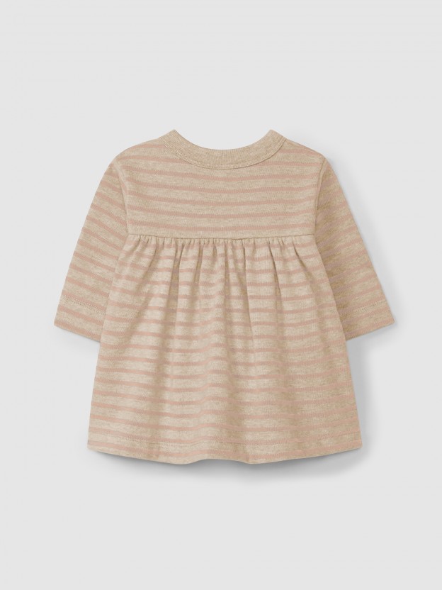 Vestido de riscas em jersey cardado