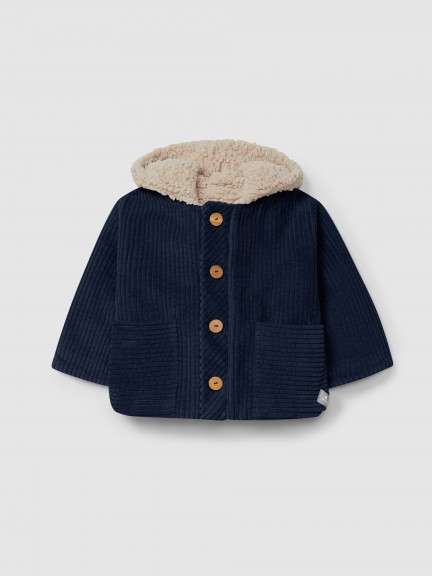 Ribbed velvet hooded jacket