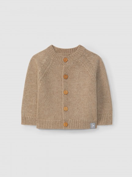 Knitted cardigan with a round neckline