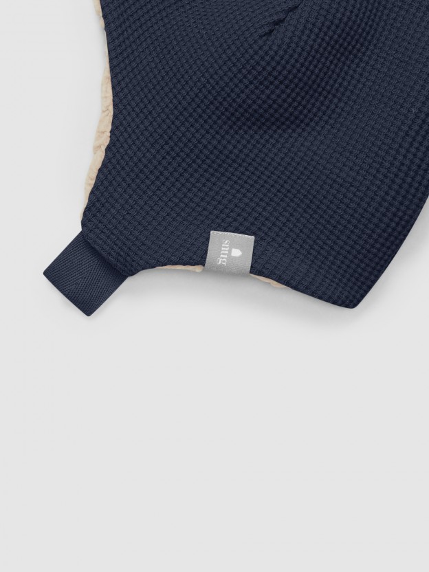 Waffle weave beanie with fur interior