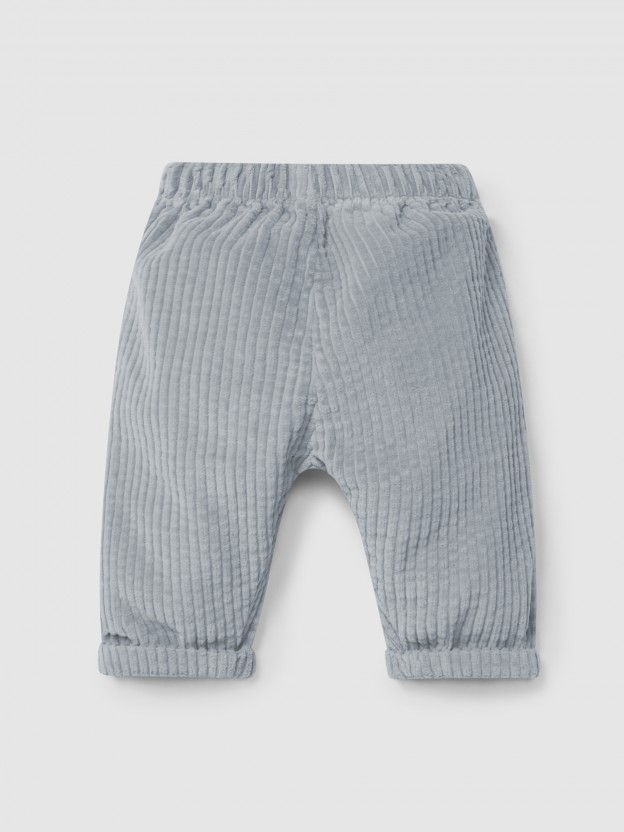 Pantaln pull-up de terciopelo acanalado con bolsillos