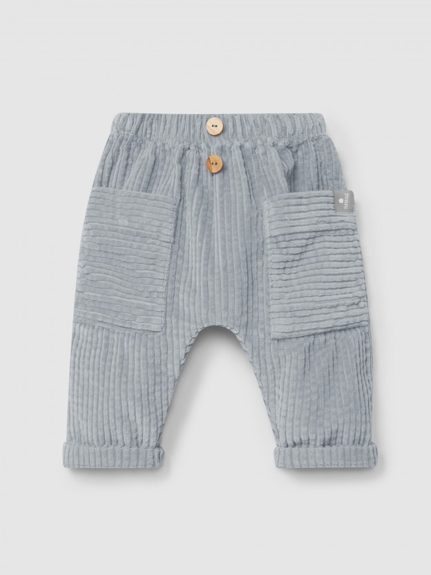 Pantaln pull-up de terciopelo acanalado con bolsillos