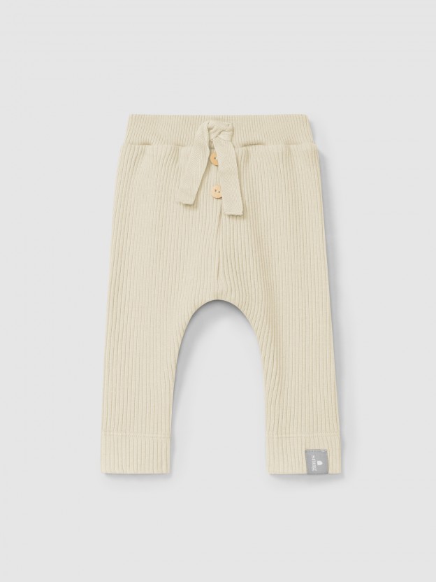 Ribbed jersey leggings