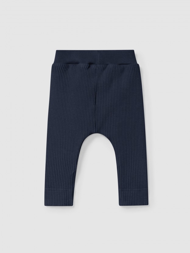 Leggings em malha canelada Leggings em malha canelada