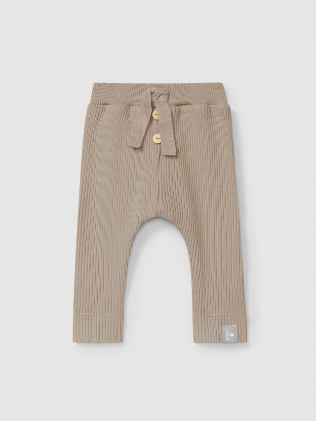 Ribbed jersey leggings