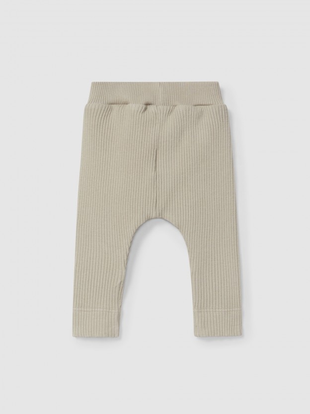 Leggings em malha canelada
