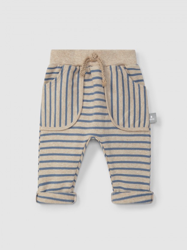 Pantalon pull-up  rayures en jersey card