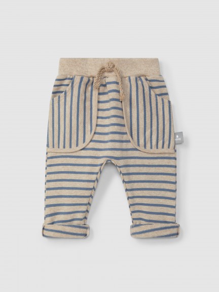 soft brushed jersey striped pull-up pants