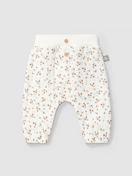 Pull-up pants in printed muslin