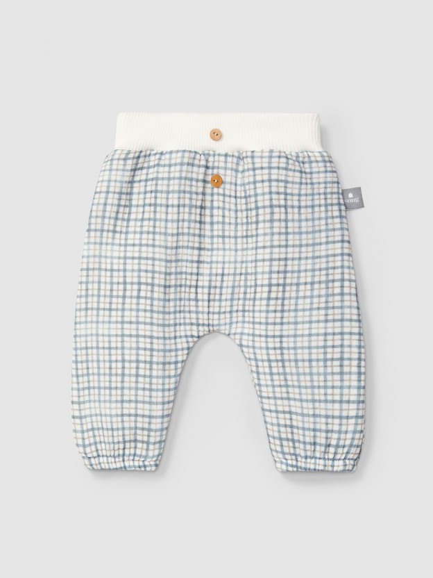 Pantalon pull-up en mousseline imprime