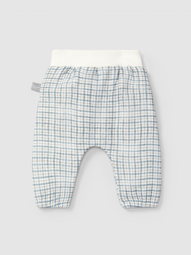 Pantalon pull-up en mousseline imprime