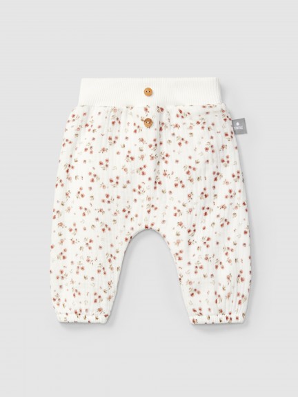 Pull-up pants in printed muslin