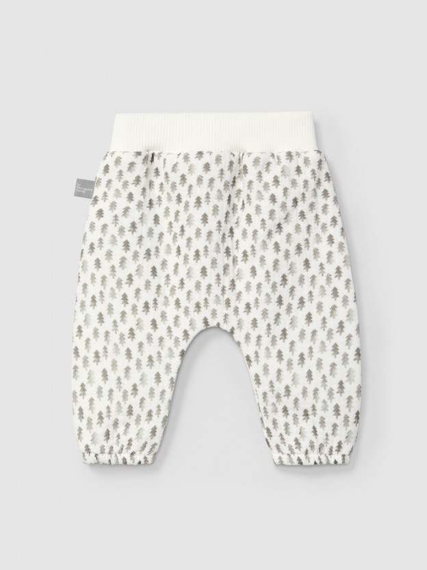 Pantalon pull-up en mousseline imprime