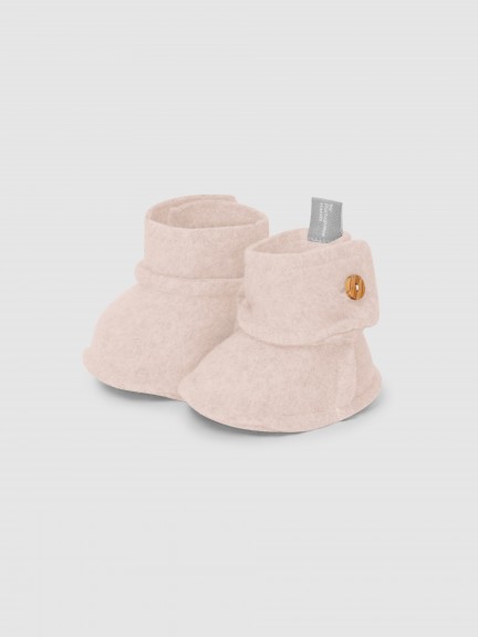 Botinhas malha polar de algodo orgnico com boto