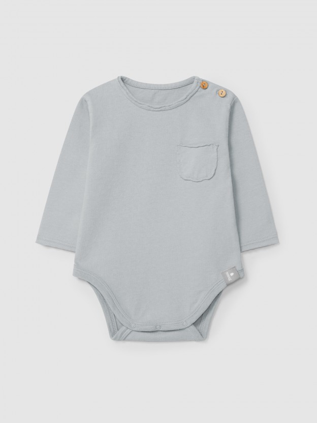Body  col rond avec poche en coton biologique