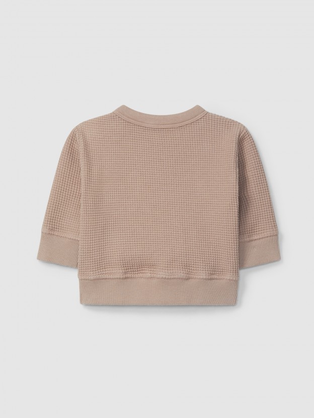 Waffle weave "smile" sweatshirt