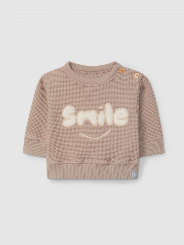 Waffle weave "smile" sweatshirt