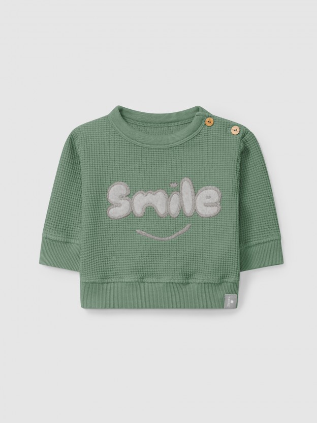 Waffle weave "smile" sweatshirt