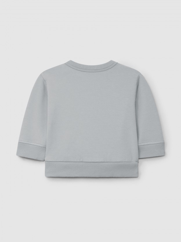 Sweatshirt em felpa com bolsos tipo canguru